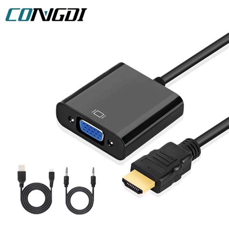 HDMI-compatible to VGA Adapter Cable HD 1080P HDMI-compatible Male To VGA Female Converter for ...