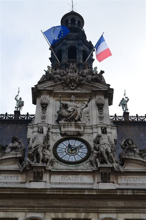 The Facade of the City Hall of Paris Stock Image - Image of outdoor ...