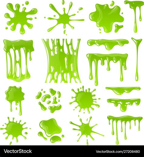 Green slime goo blob splashes toxic dripping Vector Image