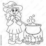 Witch Potion Pot Halloween Coloring Page Isolated Stock Vector  Adobe sketch template
