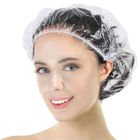 10 Disposable Plastic Shower Caps | Clear shower cap, Hair shower cap, Waterproof shower cap