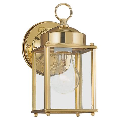 Sea Gull Lighting New Castle 1-Light Polished Brass Outdoor Wall Fixture-8592-02 - The Home Depot