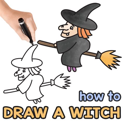 Easy Halloween Witch Drawings