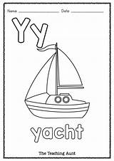 Y For Yacht Coloring Page With Handwriting Practice sketch template