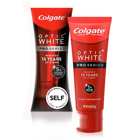 Colgate Optic White Pro Series Whitening Toothpaste, 5% Hydrogen Peroxide, Stain Prevention, 3 ...