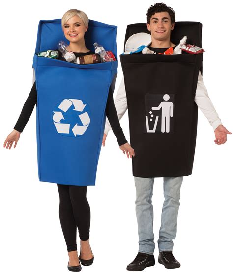 Rasta Imposta Adult Halloween Costume, Trash & Recycling Bin Couple Set, Unisex, One Size, Black ...