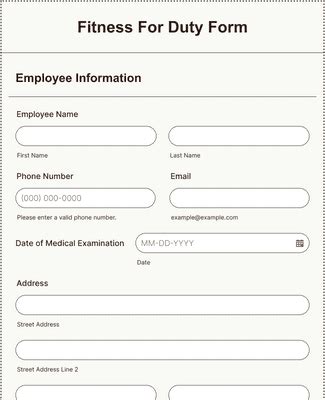 Fitness For Duty Form Template | Jotform