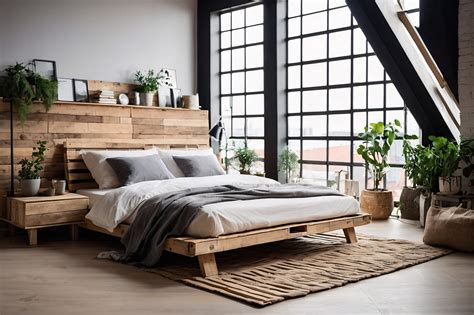 Modern Bedroom With Pallet Bed Free Stock Photo - Public Domain Pictures