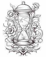 Hourglass Flowers Leaves Coloring Pages  Premium AI Generated Image sketch template