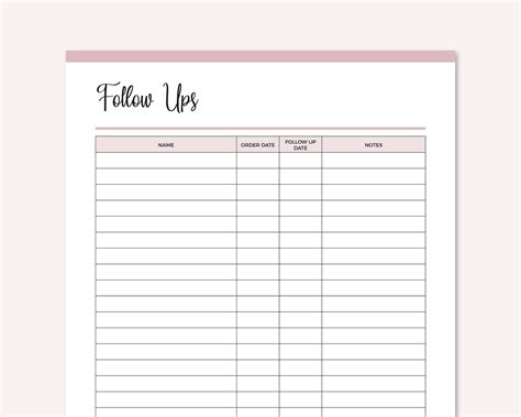 Printable Follow up Sheet Business Follow Ups Small Business | Etsy