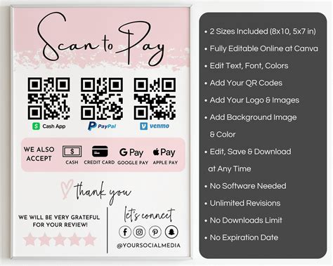 Scan To Pay Sign Template - Printable Calendars AT A GLANCE