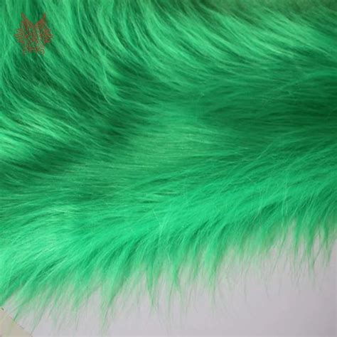 Green 9cm plush faux fur fabric for winter coat vest stage decor long fur fabric tissue for ...