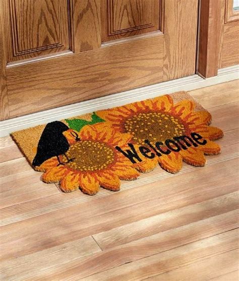 Sunflower Welcome Mat Weatherproof Front Door Mat Whimsical Seasonal ...