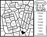 Subtraction Coloring Activity Pages sketch template
