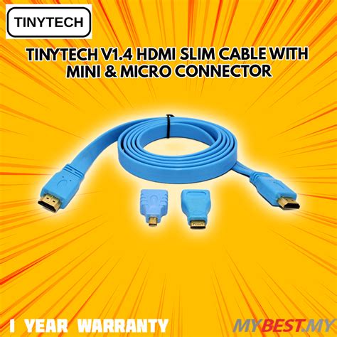 TINYTECH V1.4 HDMI SLIM CABLE WITH MINI & MICRO CONNECTOR