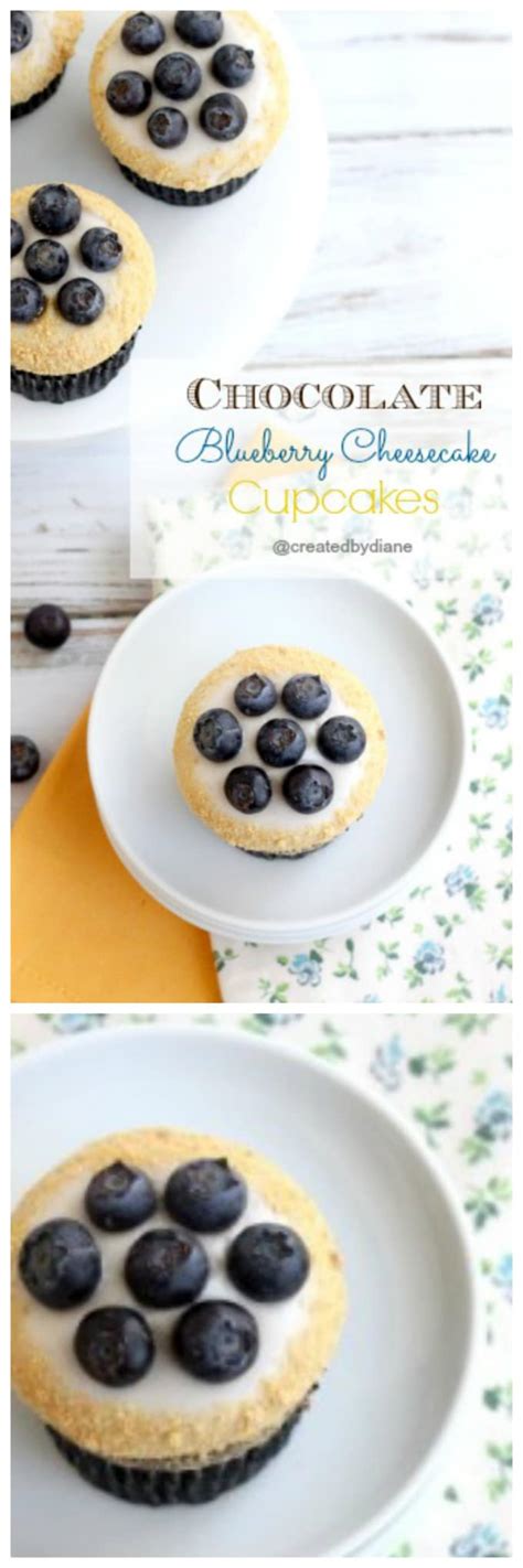 Chocolate Blueberry Cheesecake Cupcakes | Created by Diane