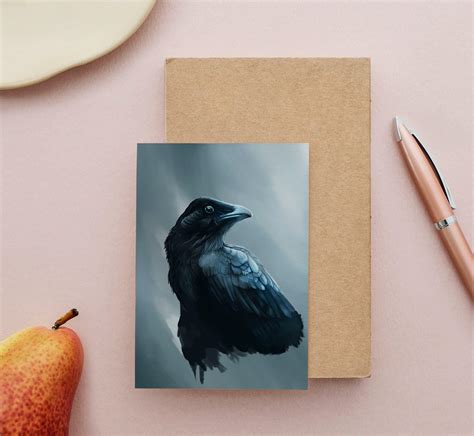 Raven Crow Elegant Art Print A5 Illustration Wall Decoration Wall Art ...