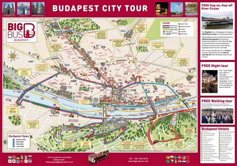 Budapest hotels and sightseeings map - Ontheworldmap.com