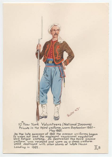 Union; 10th New York Volunteers (National Zouaves). Private in the third uniform, worn September ...