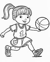 Girls Playing basketball Coloring Pages sketch template