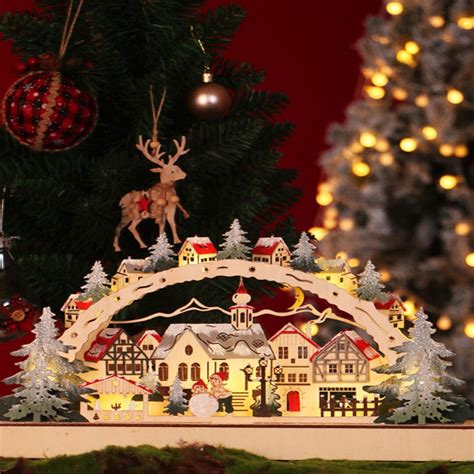 Christmas Wooden Village With LED Light, Christmas Ornament, Christmas ...