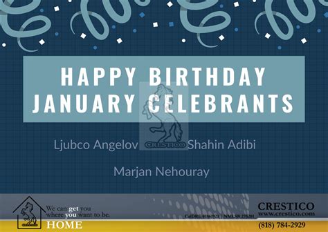 Happy Birthday January 2021 Celebrants! The whole team wishes you the ...