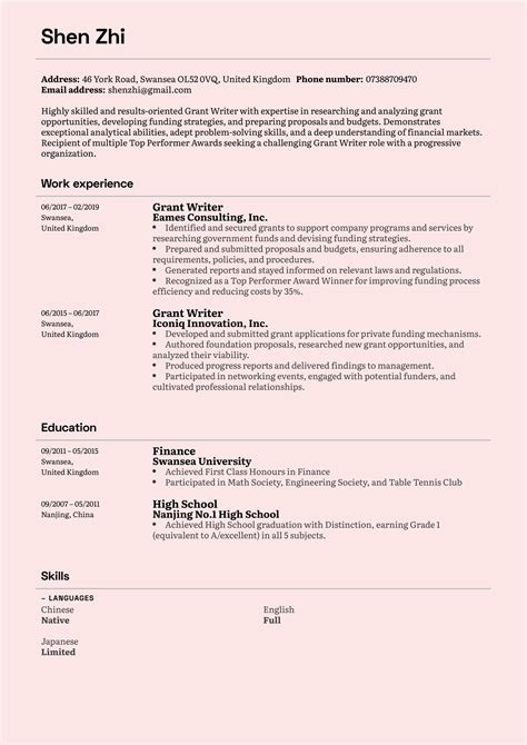 Writers Resume Template