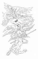 LINEART Angewomon And Angemon By SuzyLin On DeviantArt  Cartoon Art sketch template