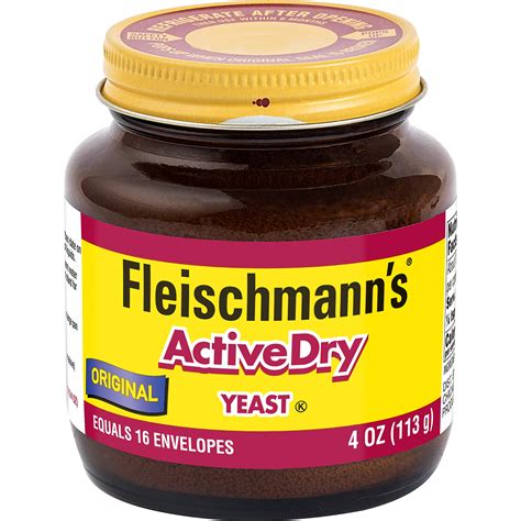 Buy Fleischmann's Active Dry Yeast, The original active dry yeast, Equals 16 Envelopes, 4 oz Jar ...