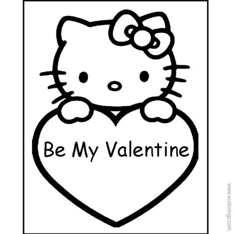 Hello Kitty Valentines Day Coloring Pages Black and White - XColorings.com