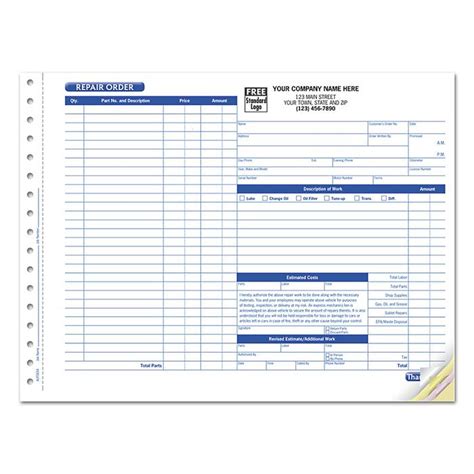 Work Order Form Template Excel