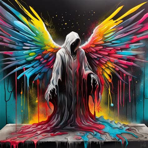 Fallen angel - black and white and vibrant art store - Digital Art & AI, Fantasy & Mythology ...