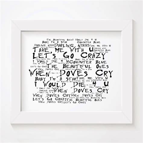 Prince Purple Rain limited edition typography lyrics art print, signed and numbered wall art ...