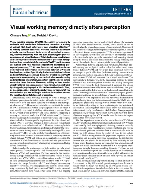 Visual working memory directly alters perception | Request PDF