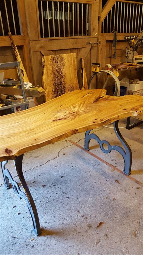 Natural Edge Elm Table with Christian Drake cast iron legs created by ...