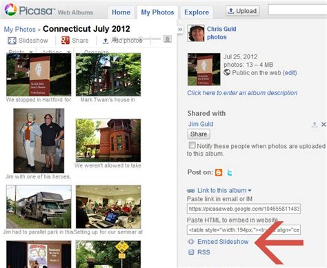 Putting a Picasa Web Albums Slideshow into a Blog or Website – Learn Picasa and Google Photos!