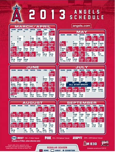 #2013 #Angels Baseball schedule. | Angels baseball, Anaheim angels ...