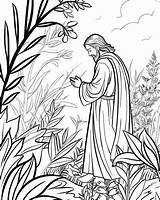 Coloring Gethsemane Garden Praying Prays Denies Disciples Apostles  sketch template