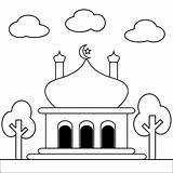 Simple mosque Illustration Design For coloring Book Color Theme  sketch template
