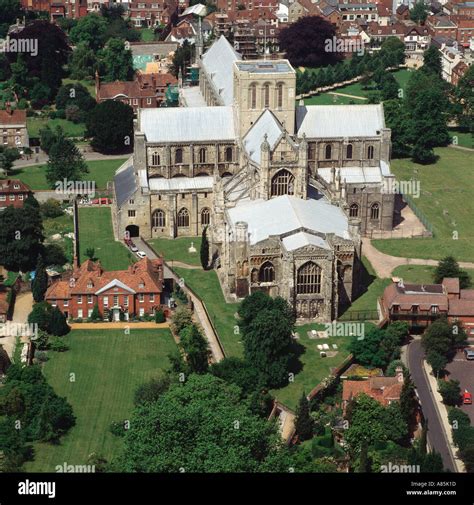 Winchester Cathedral Hampshire UK aerial view Stock Photo - Alamy