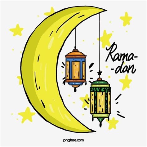 Crescent Moon Clipart PNG Images, Hand Drawn Ramadan Crescent Moon Elements, Moon Clipart ...