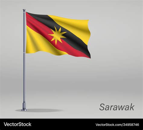 Waving flag sarawak - state malaysia Royalty Free Vector