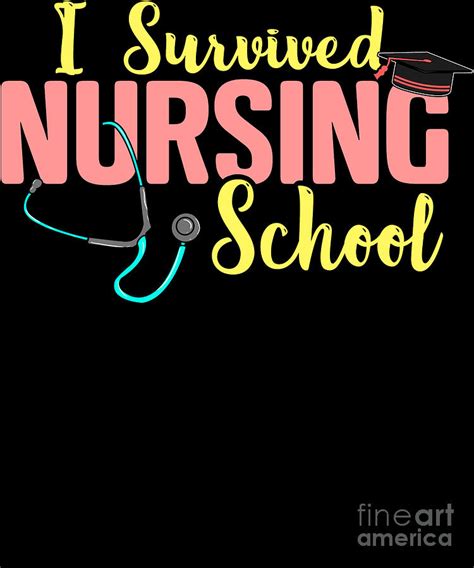 Cute I Survived Nursing School RN Nurse Graduation Digital Art by The Perfect Presents - Pixels