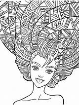 Woman Hair coloring pages For Adults sketch template