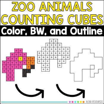 Zoo Animals Counting Cube Clipart for Fine Motor by Aloha Resources