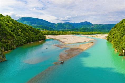 Emerald Waters of Tagliamento River in Italy Stock Photo - Image of ...