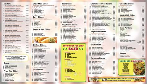 Menu at Jasmine restaurant, Bangor