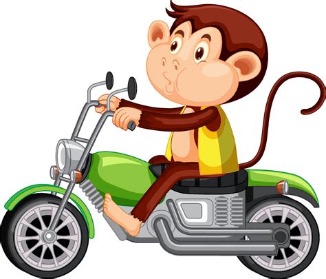 Little monkey riding motorcycle on white background 4646121 Vector Art ...