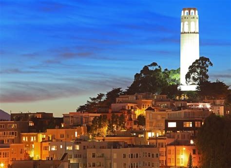 High Resolution Image of Coit Tower at Night in San Francisco - Tourist Pass