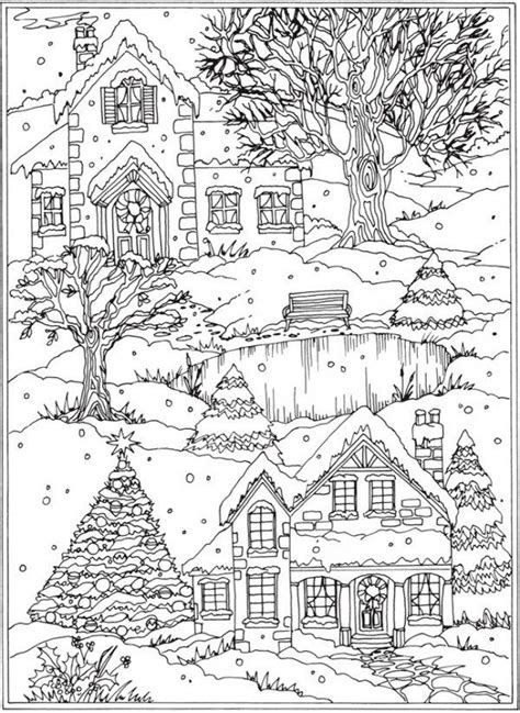 Freebie Snow Scene Coloring Page Coloring Pages Winter Christmas Coloring Pages Christmas ...